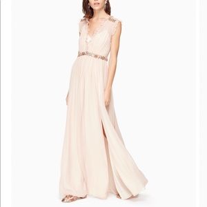 kate spade Blush Pleated Maxi Gown with Beaded Waist